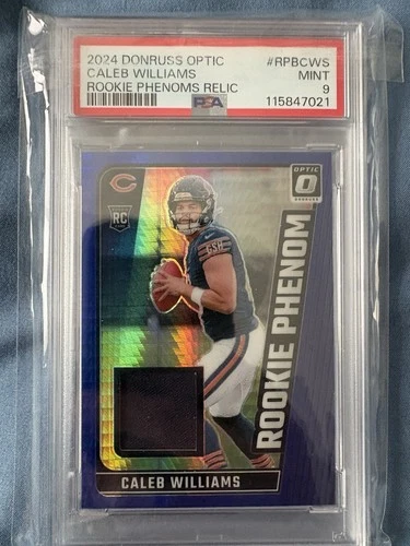 2024 Panini Donruss Optic Caleb Williams Rookie Phenoms Blue Hyper Prizm PSA 9