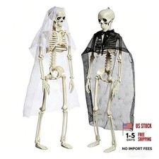 ONEUPIN Halloween Skeleton Couple 15.7inch Bride Groom Plastic Skeleton