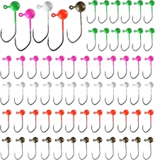 Fly Tying Jigs Kit,60pcs Small Jig Heads for Fly Fishing,Round Ball Crappie Jigs