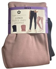 Tuff Athletics youth girls 2 pack Fleece lined Leggings XS 5/6 Blue/Rose NWT