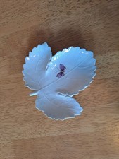 Ludwigsburg Porcelain Leaf Dish, hand painted, butterfly