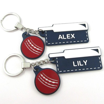 Team Set of 12 Personalised Cricket Bat and Ball Keychains