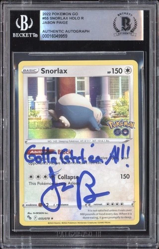 Pokemon Jason Paige signed 2022 Pokemon Go 55 Snorlax BGS Auth Auto