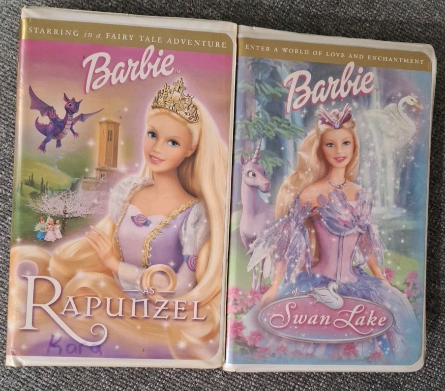 Barbie Movie Lot Vhs Rapunzel Swan Lake Lot Of 2 Preowned
