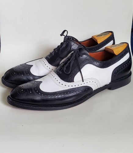 ALLEN EDMONDS BROADSTREET 13 AA WING TIP BLACK WHITE SPECTATOR - Picture 2 of 11