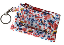 100 Cotton Fabric Trump MAGA Zippered Key Fob/ID Holder