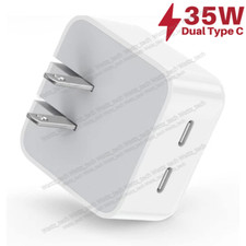 35W Dual USB-C Port Power Adapter PD Fast Charging Wall Charger Type-C Brick US