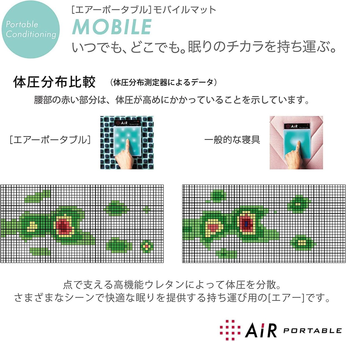 NISHIKAWA Air Portable Mobile Mattress Width 23.6 x Height