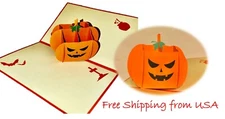3D Pop Up Spooky Pumpkin Halloween Greeting Card Handmade with Envelope
