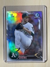 2016 Bowman Chrome Draft REFRACTOR Logan Shore RC #BDC-66 Oakland Athletics
