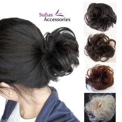 Head Hair Piece Scrunchie Bun Extension Synthetic Fake Ladies