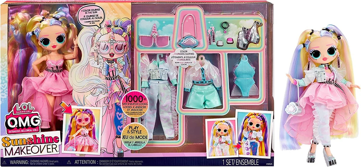 LOL Surprise OMG Sunshine Gurl Fashion Doll - Dress Up Doll Set With 20  Surprises for Girls and Kids 4+