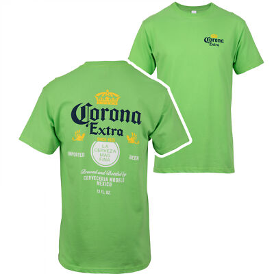 Corona Extra Label Vivid Lime Front and Back Print T-Shirt Green