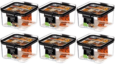 6 Pack Sistema Ultra Tritan Container 460ML Plastic Food Storage