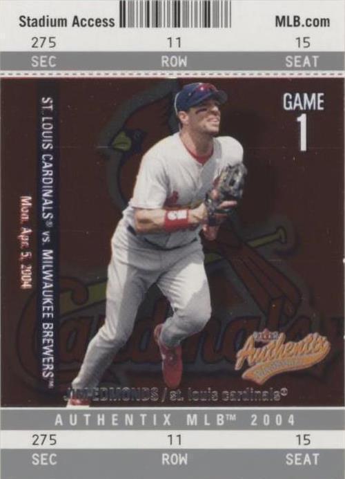 2004 Fleer Authentix - Jim Edmonds #10 - 1 of 1