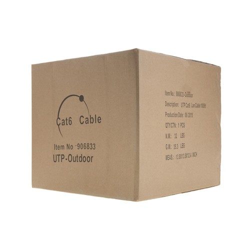 1000FT CAT6 Outdoor Ethernet Cable UTP 23AWG Direct Burial UV Rated Solid Wire - Afbeelding 3 van 7