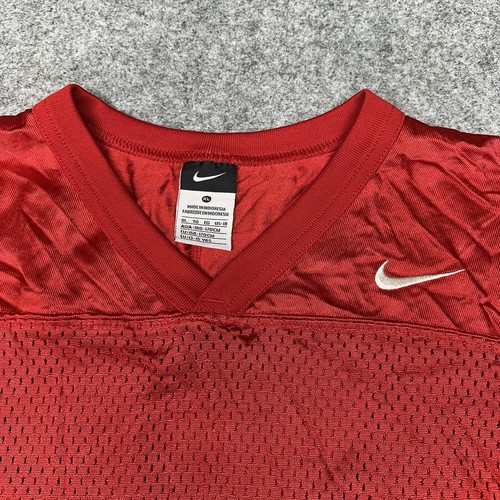 Nike Jersey Boys Size 18 XL Red Practice Crop Mesh Activewear V Neck - Picture 6 of 12