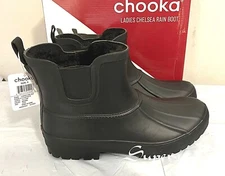 NEW Chooka Women's Chelsea Memory Foam Plush Lining Rain Boots - PICK SIZE BLACK