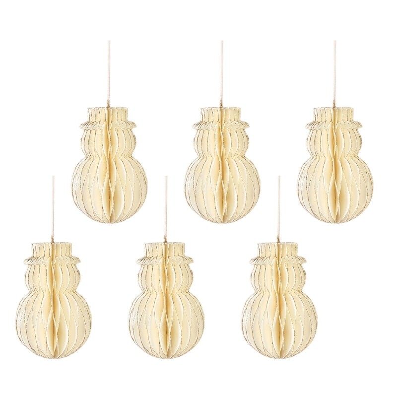 Set of 6 Christmas Tree Hanging Snowman Honeycomb Charm Holiday Party Decoration