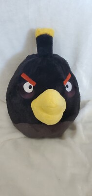 Large Black Angry Birds Plush Pillow Pumpkin 2010 Rovio Entertainment 