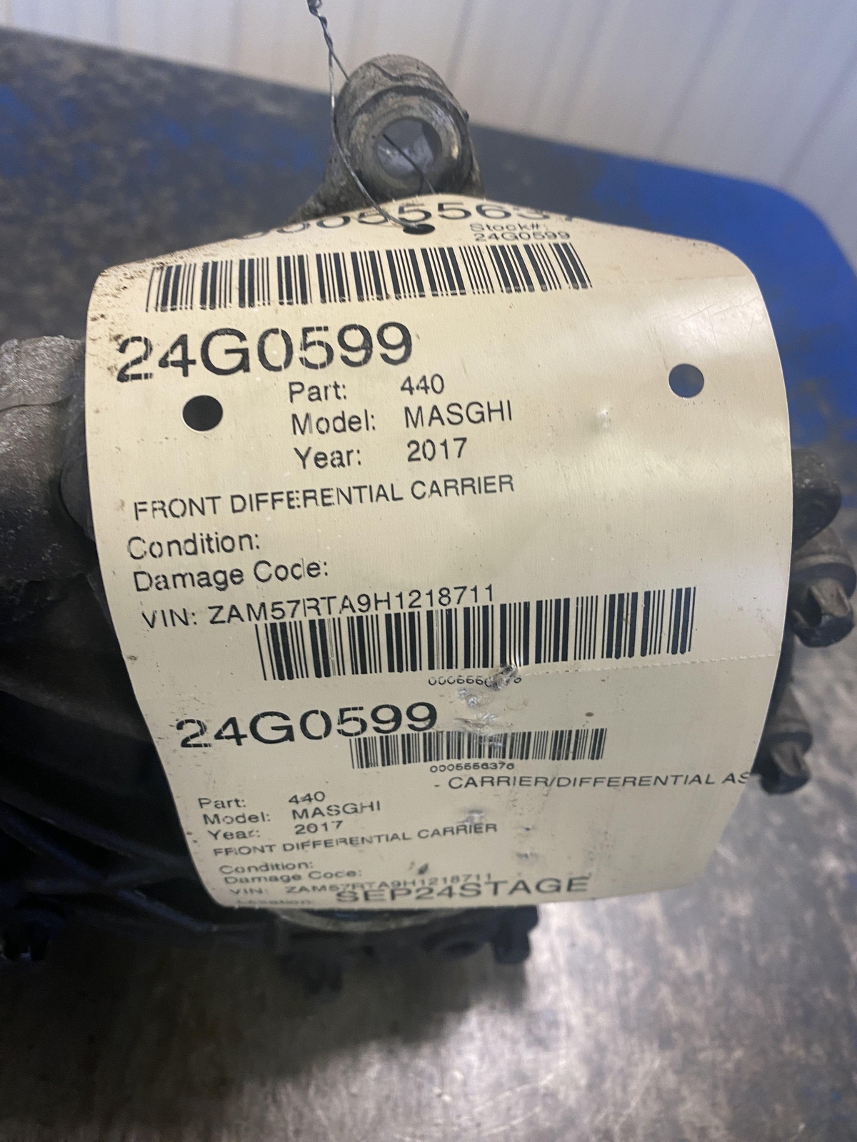 14-17 MASERATI GHIBLI 3.0 FRONT CARRIER DIFFERENTIAL 62K 2.80 RATIO 6700326720
