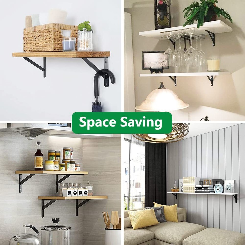 6 Pack Shelf Bracket Heavy Duty, Stainless Steel Triangle Shelf