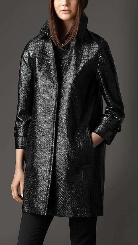 Burberry — $1795 Burberry Black 100% Cotton Rain Coat Made in Italy US 12 NWOT