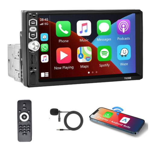 Single 1DIN 7" Autoradio Apple CarPlay TouchScreen Bluetooth USB FM MP5 Player - Bild 1 von 12