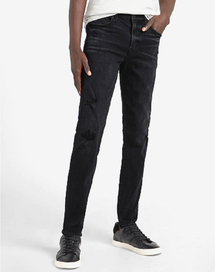 NWT Express Men's Skinny Ripped Hyper Stretch Jeans【30 x 32