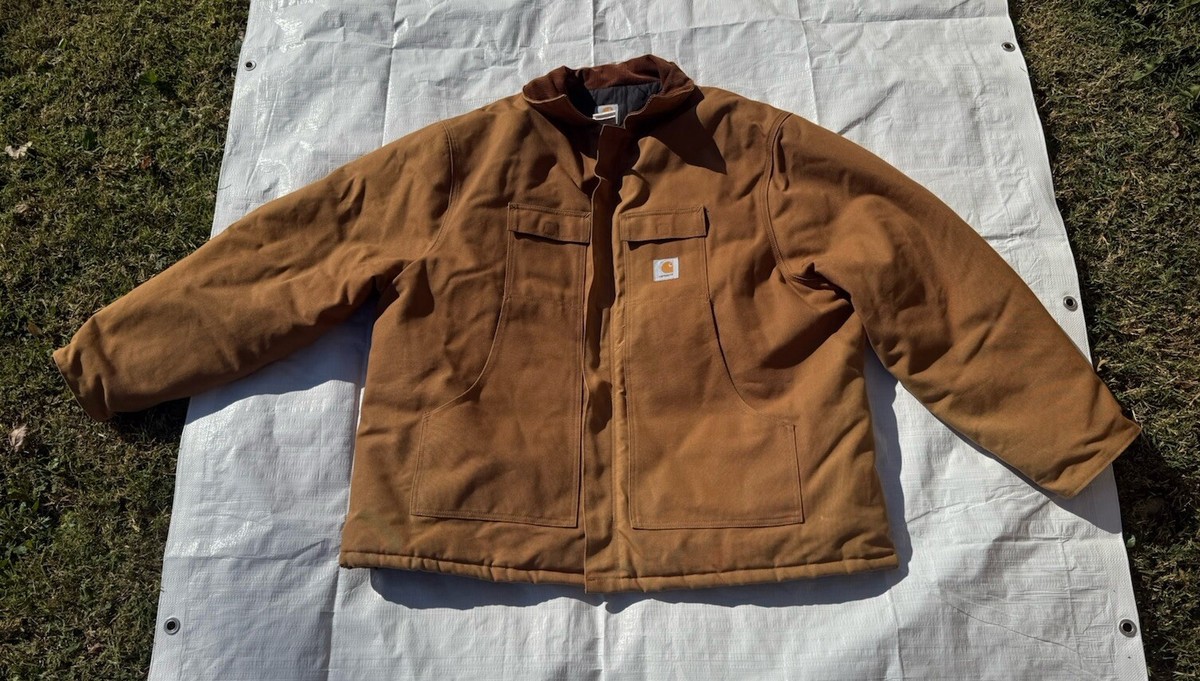 Vintage Carhartt EUC Mens USA Quilted Brown Work Coat Jacket Farm