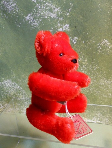 Adorable German Grizly Mohair 5 1/2" Red Teddy Bear - Picture 3 of 3