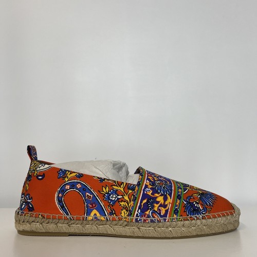 Ralph Lauren Purple Label Orange Paisley Twill Bowsworth Espadrilles Slip On 10D - Picture 3 of 14