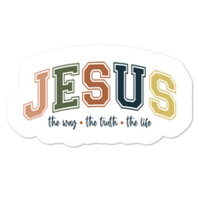 Christian Jesus, Truth Faith Vinyl Sticker, Water Resistant Laptop, Water Bottle