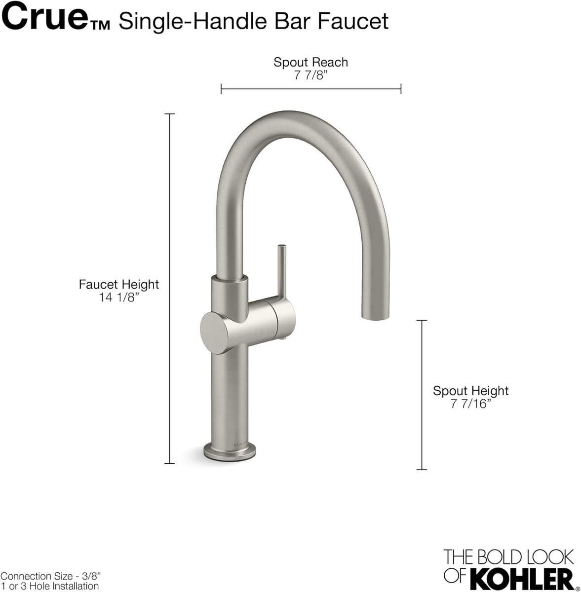 K-22975-2MB Crue Bar Sink Faucet, Vibrant Brushed Moderne Brass