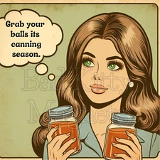 retro woman canning season fun funny Quality Metal Magnet 4x4 inches 187