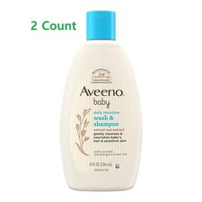 2 Ct Aveeno Baby Daily Moisture Baby Shampoo and Body Wash gently clean Oat 8 oz
