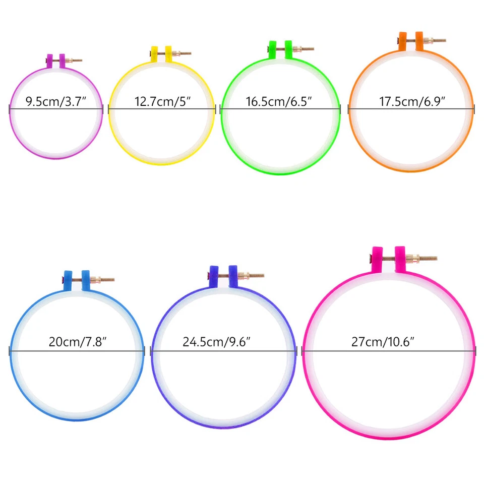 Embroidery Hoops Plastic Cross Stitch Hoop Ring Circle Set Sewing DIY Craft DAE - Image 2 of 4