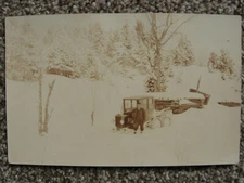 RPPC-NEAR RUTLAND VT-SNOW-MODIFIED TRUCK-SLED-GEO E CHALMERS-VERMONT REAL PHOTO
