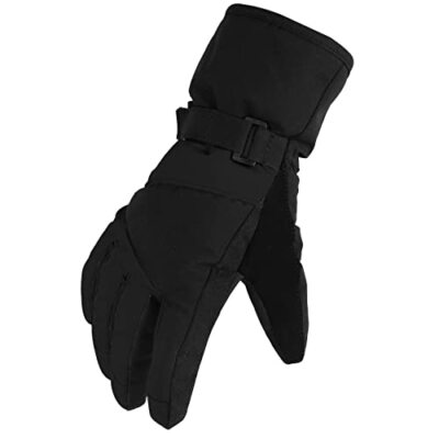  Kids Winter Warm Windproof Outdoor Sports Gloves for Boys 4-6 years All-black