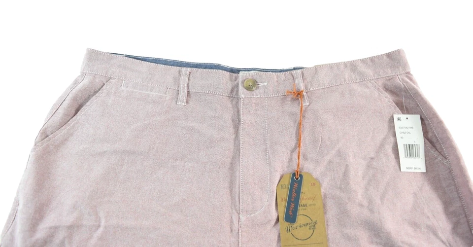 Weatherproof Mens Chino Shorts New 40 Red Flat Front 7" Inseam Cotton - Image 2 of 4