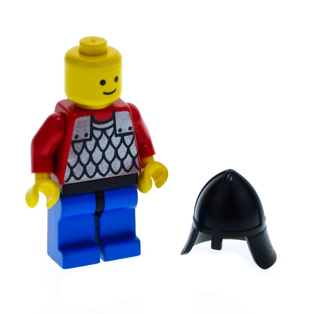 1x LEGO Mini Figurine Knight Black Red Chainmail Helmet 3844 973p41c03 cas154