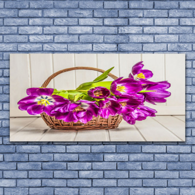 Tableau Sur Toile Tulup – Impression Florale, 140x70 Cm, Violet, Design Moderne