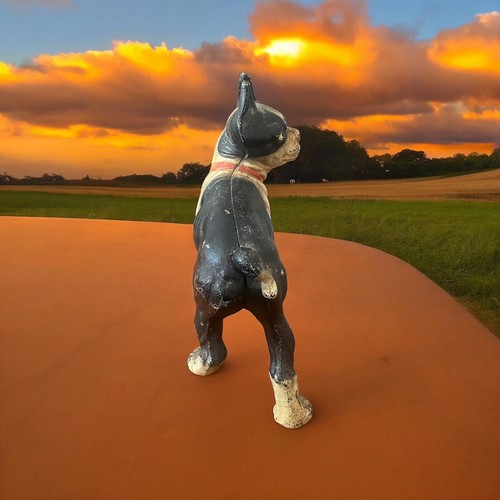 Vintage hubley Antique Cast Iron Boston Terrier Bull Dog Door Stop Hubley - Picture 3 of 8