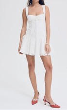 For Love & Lemons Daisy Lace Corset Minidress XS White Coquette Cottagecore Boho
