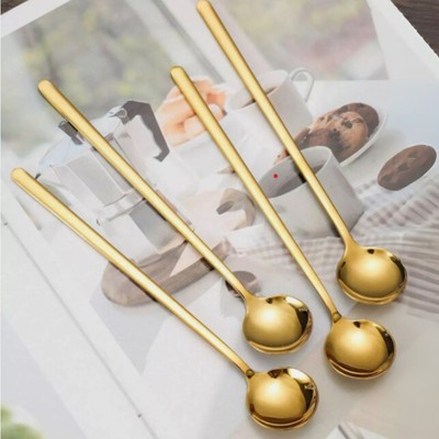 4Pcs Long Handle Coffee Spoon Stainless Steel Stirring Ice Tea Cocktail Spoons