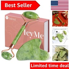 IcyMe Gua Sha  Jade Roller Facial Tools Face Roller and Gua Sha Set for Puff...