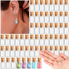 Thyle 100 Pieces 1ml Tiny Mini Glass Jars Bottles with Cork Stoppers clear
