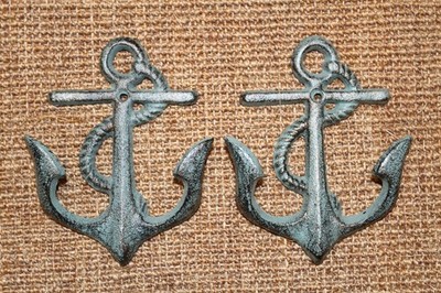 2-ANCHOR WALL HOOKS,Mariner Decor,Boats,Fishing,Nautical Look,Beach Life