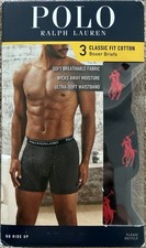 Polo Ralph Lauren 3 Men  s CLASSIC FIT BOXER BRIEFS Black Red Size SMALL 28  30  