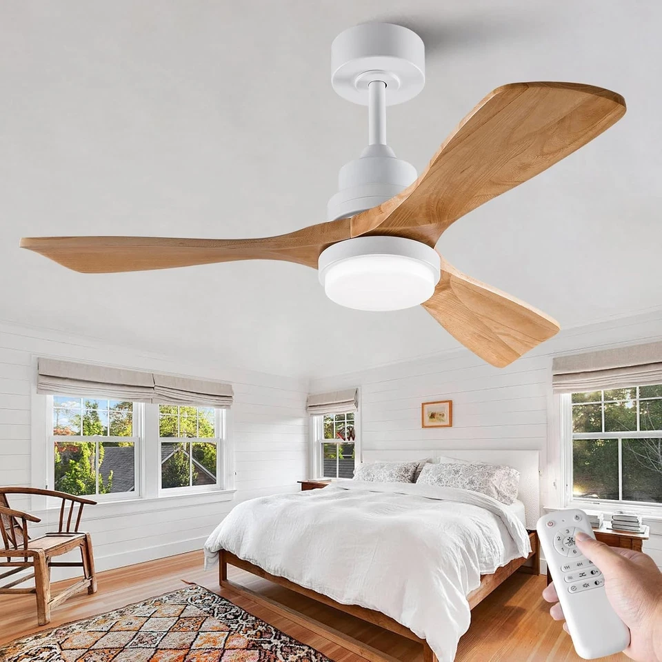 Modern 42 Inch Solid Wood Ceiling Fan with Remote – Perfect for Indoor/Outdoor - Image 4 of 4